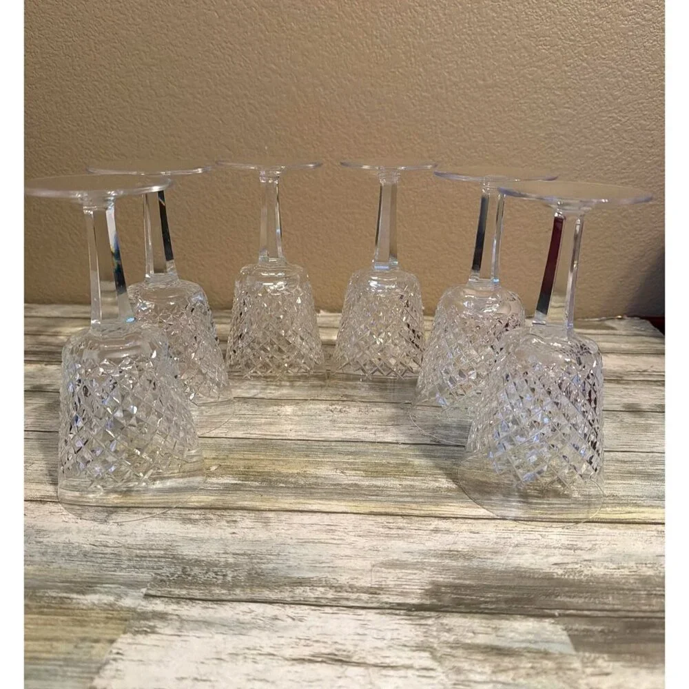 Set of 6 Waterford Crystal ALANA 7" Water Goblets Gothic Mark Vintage - Picture 2 of 16